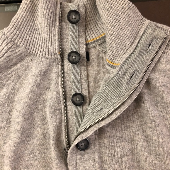 Banana Republic Mens M Italian Yarn Merino Wool Blend Sweater Gray Mock Neck - Picture 2 of 4